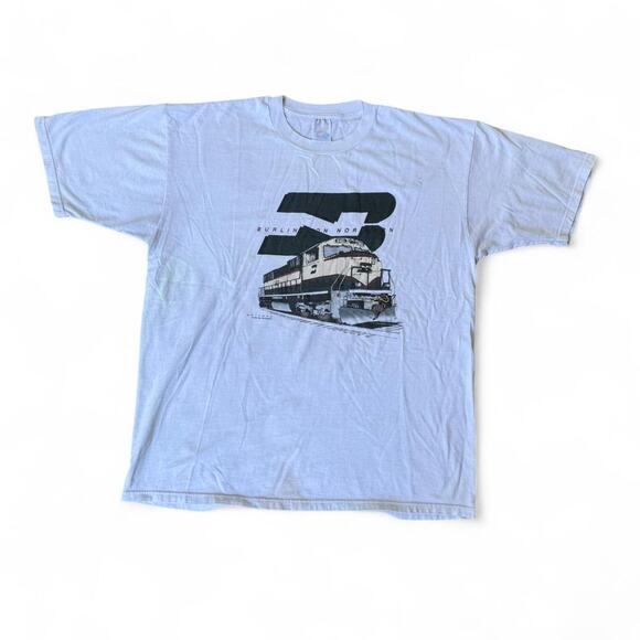 Vintage VTG 90’s Burlington Northern Train Graphic T-Shirt - Picture 1 of 8